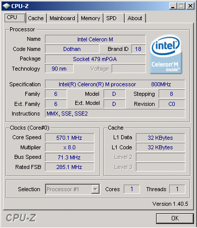 ASUS EEE PC 701: процессор Celeron M