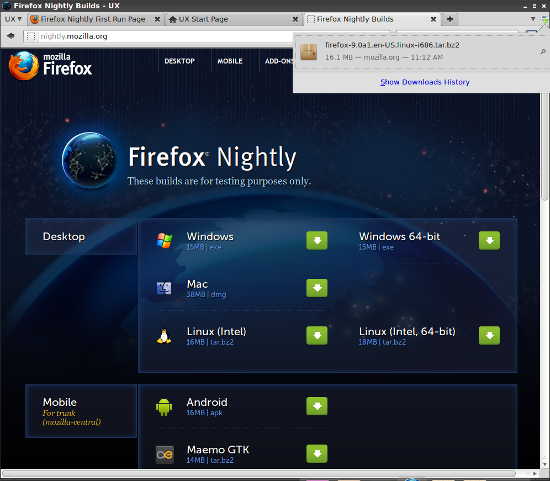 скриншоты Firefox 9