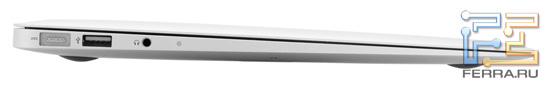 Левая грань Apple MacBook Air 13,3: MagSafe, USB, аудио выход