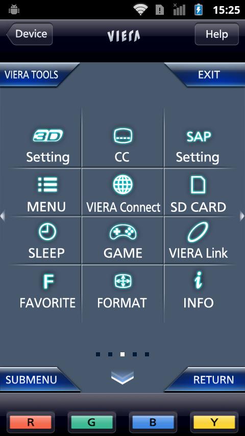 Ещё один экран управления в VIERA Remote