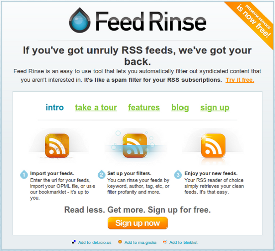 Главная страница сайта Feed Rinse