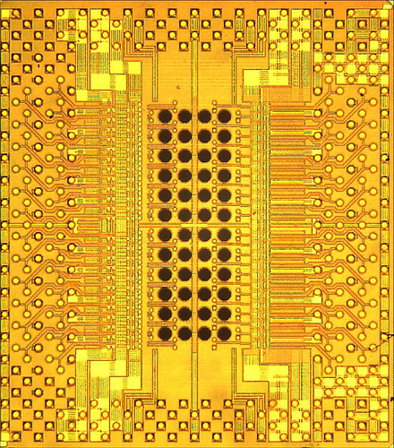 Микрофотография чипа IBM Holey Optochip