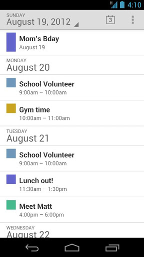 Интерфейс Google Calendar