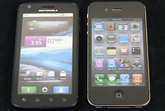 Motorola Atrix 4G и Apple iPhone 4