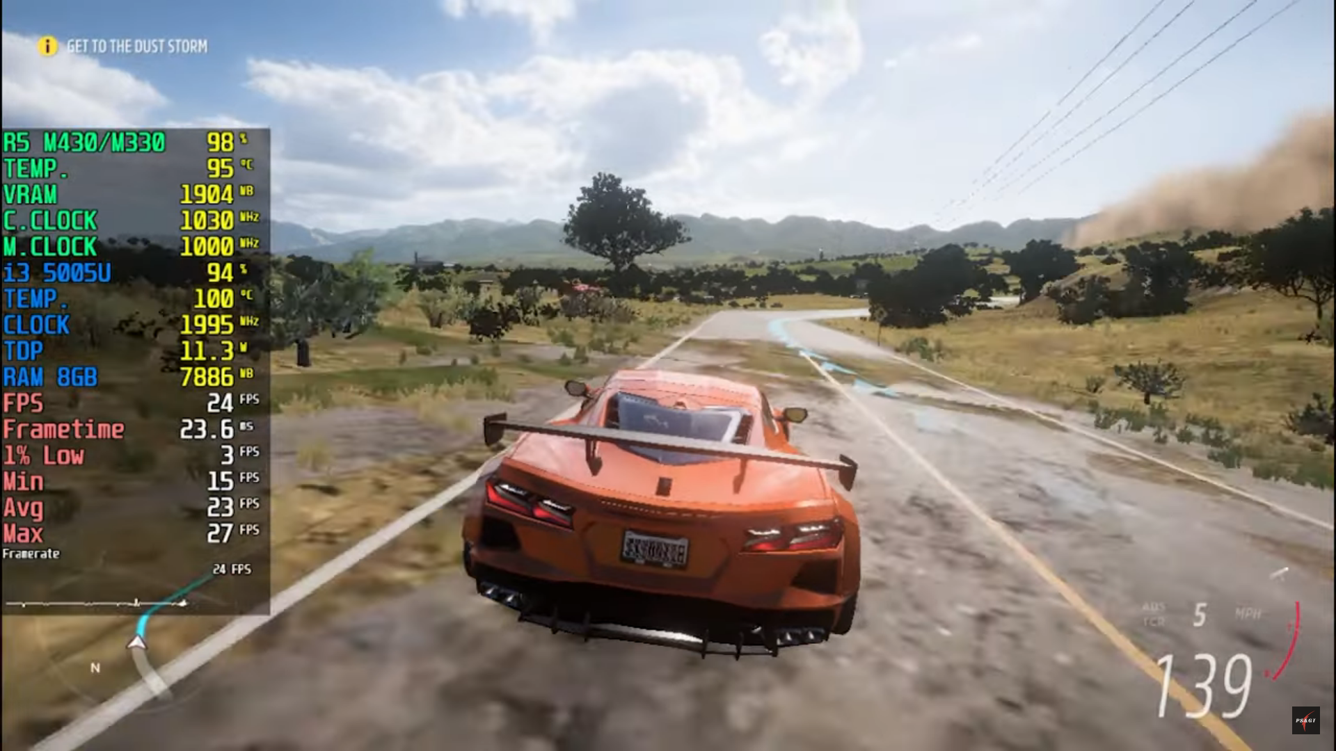 Forza Horizon 3 Gameplay on i3 5005U, 8Gb Ram, Intel HD Graphics 5500 