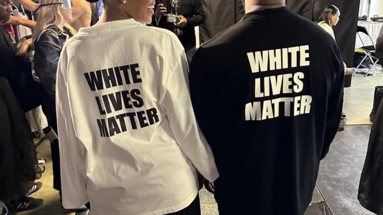 White live. Канье Уэст Баленсиага. Канье Уэст в футболке. White Lives matter футболка. Футболка Канье White.