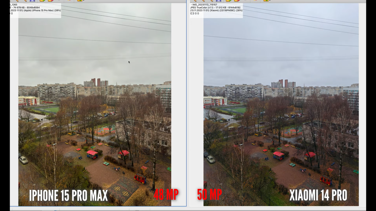 сравнение камер xiaomi 14 и iphone 15