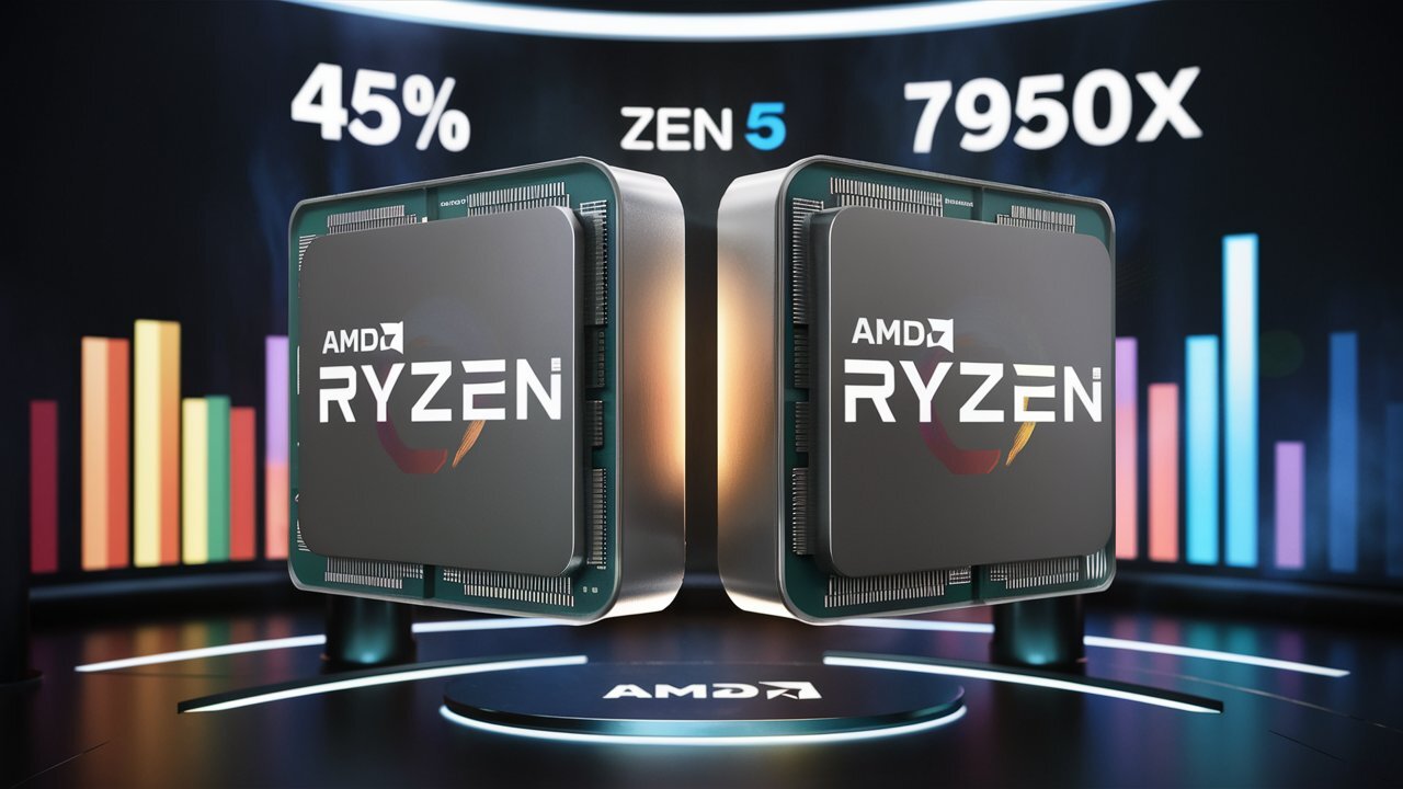Новейший процессор AMD Ryzen 9 9950X «Zen 5» оказался на 45% быстрее, чем 7950X