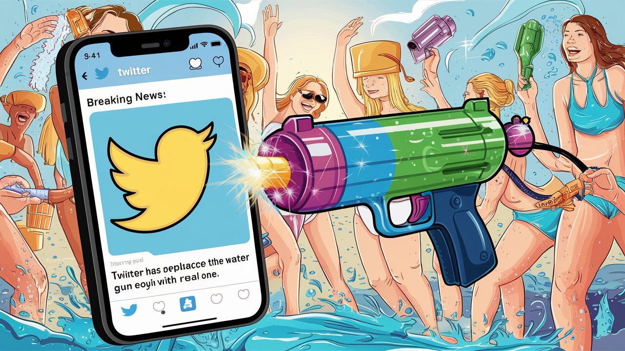Twitter заменил эмодзи водяного пистолета на настоящий
