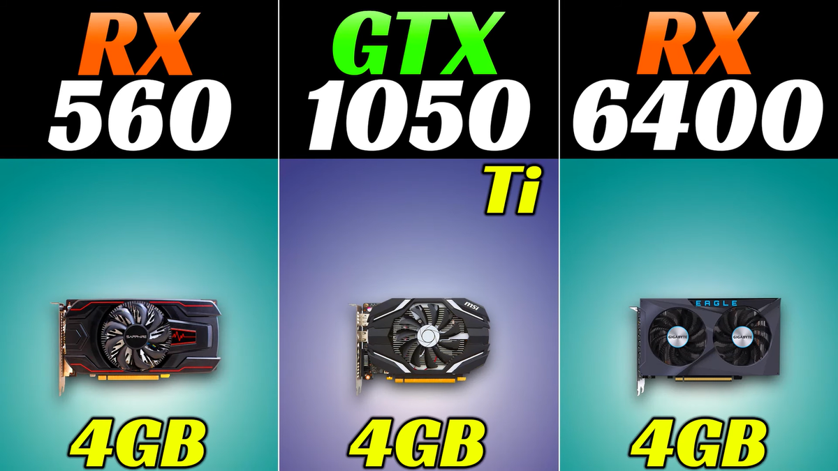 Четырёхгиговые «затычки» GTX 1050 Ti, RX 560 и RX 6400 сравнили в 20 играх  — Ferra.ru